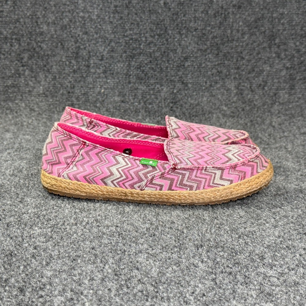 Sanuk Slip On Shoes Women's 6 Pink Purple Canvas Espadrille Summer‎ Flats